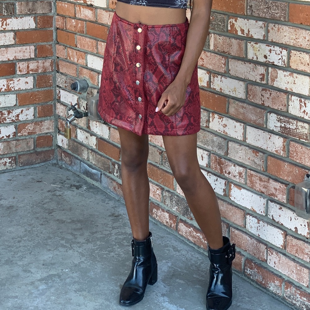 Red Python Mini Skirt - Picture 4 of 4